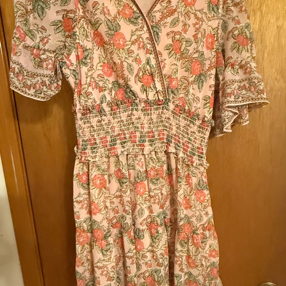 Max Studio Pink and Green Floral Dress